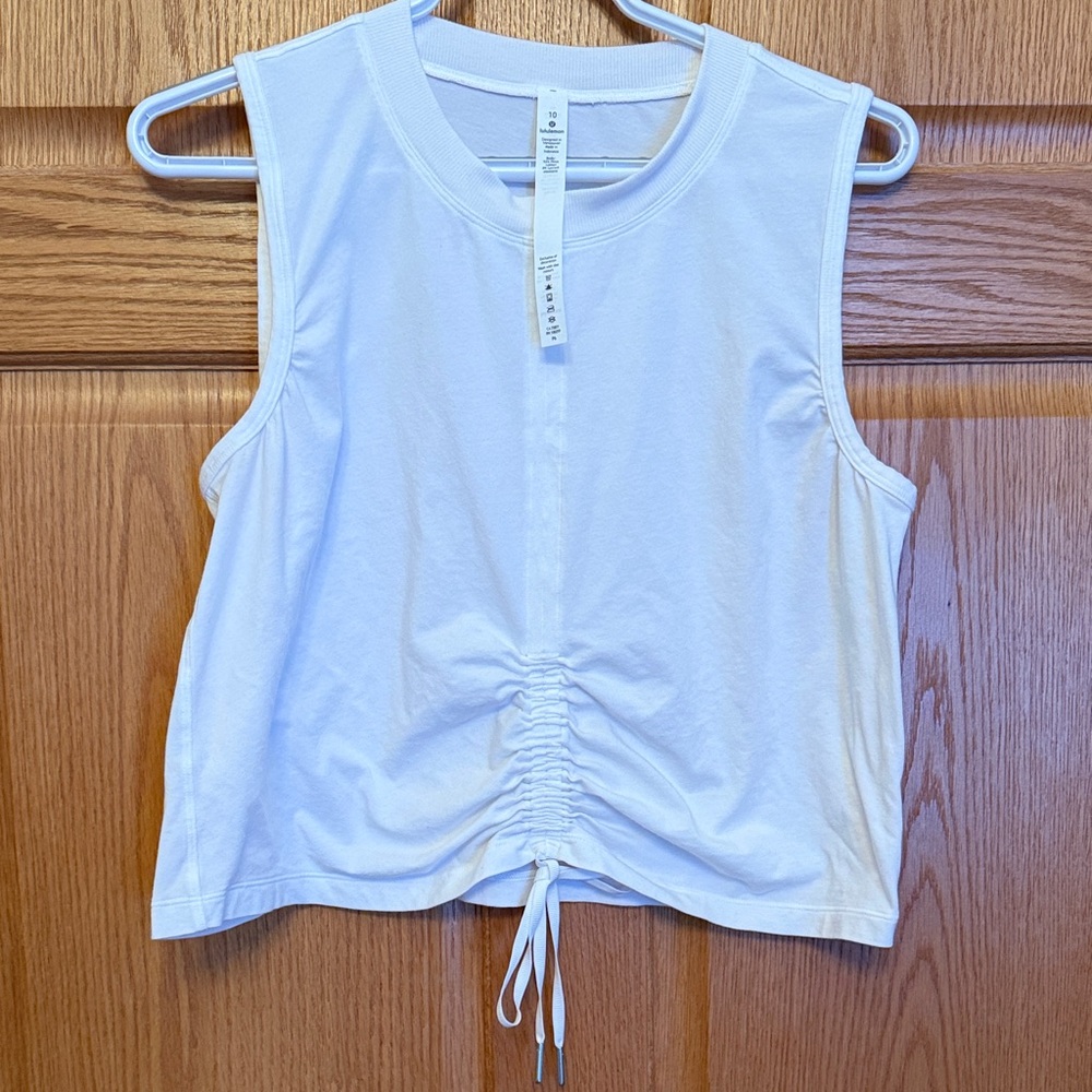 Lululemon Athletica White Ruched Tank Top